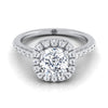 18K White Gold Cushion Diamond Classic Pave Halo Cathedral Style Engagement Ring -1/2ctw