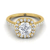 18K Yellow Gold Cushion Diamond Classic Pave Halo Cathedral Style Engagement Ring -1/2ctw