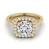 18K สีเหลืองทอง Round Brilliant Diamond Classic Pave Halo Cathedral สไตล์แหวนหมั้น -1/2ctw