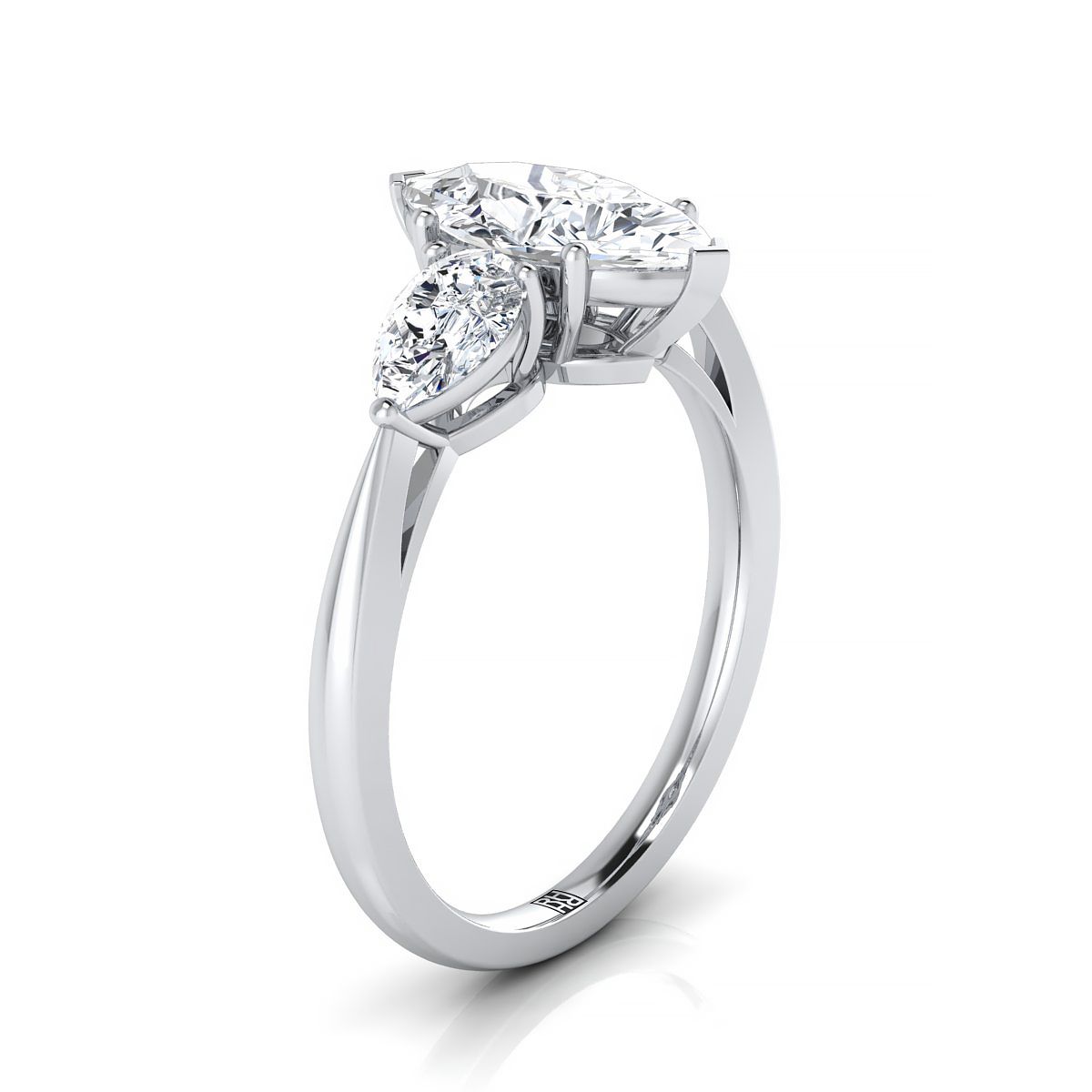 แหวนหมั้นเพชร 18K White Gold Marquise ที่เข้ากันอย่างลงตัวกับแหวนหมั้นเพชรรูปลูกแพร์ -7/8 กะรัต