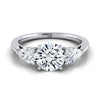 14K White Gold Round Brilliant Diamond Perfectly Matched Pear Shaped Three Diamond Engagement Ring -7/8ctw