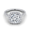 แหวนหมั้น Halo 18K White Gold Round Brilliant Diamond Simple Prong Set -1/3ctw