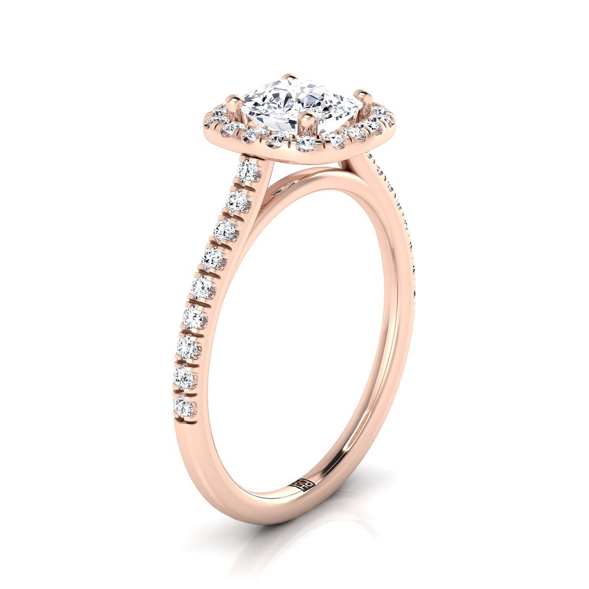 แหวนหมั้นเพชร Pave Halo 14K Rose Gold -1/3ctw