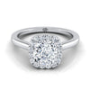 แหวนหมั้นเพชร 14K White Gold Cushion Modern Halo French Pave -1/6ctw