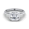 18K White Gold Asscher Cut  Bezel Halo Cathedral Solitaire Engagement Ring