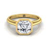 14K Yellow Gold Asscher Cut  Bezel Halo Cathedral Solitaire Engagement Ring