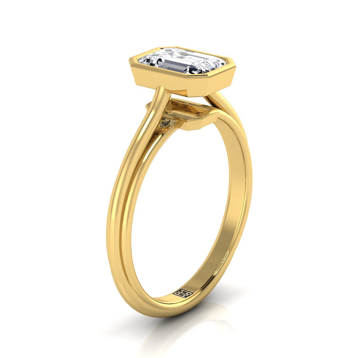 แหวนหมั้น Solitaire ทรงวงแหวนทรงวงแหวนเยลโลว์โกลด์ 14K สีเหลืองทอง