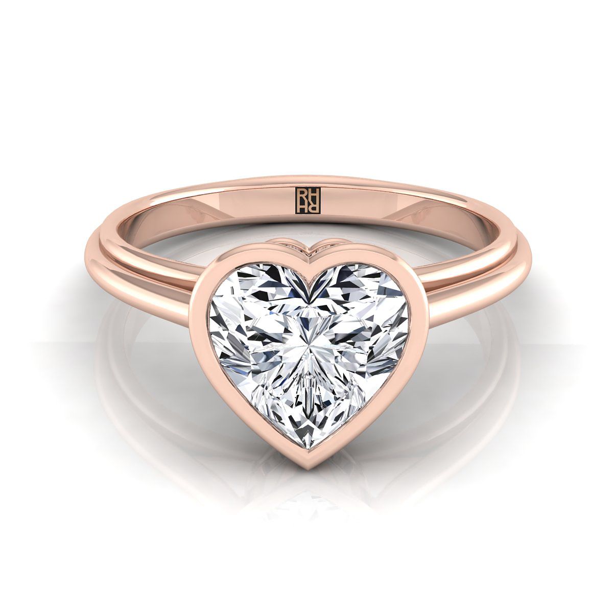 Rose Gold Heart cheapest Engagement Ring Set