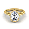 แหวนหมั้นวงรีขอบวงรีสีเหลืองทอง 18K ทรง Halo Cathedral Solitaire