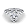 14K White Gold Pear Shape Center  Bezel Halo Cathedral Solitaire Engagement Ring