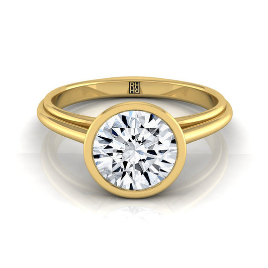 แหวนหมั้นแหวนหมั้นแหวนหมั้นแหวนหมั้นเพชร Halo ทรงกลมล้อมเพชรสีเหลืองทอง 14K