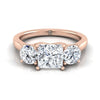 แหวนหมั้นเพชร 14K Rose Gold Princess Cut Classic Three Stone -5/8ctw