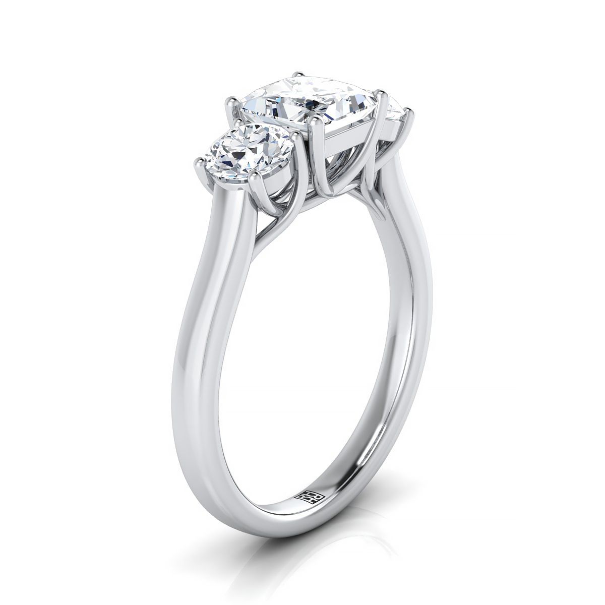 แหวนหมั้นเพชร 18K White Gold Princess Cut Classic Three Stone Diamond -5/8ctw