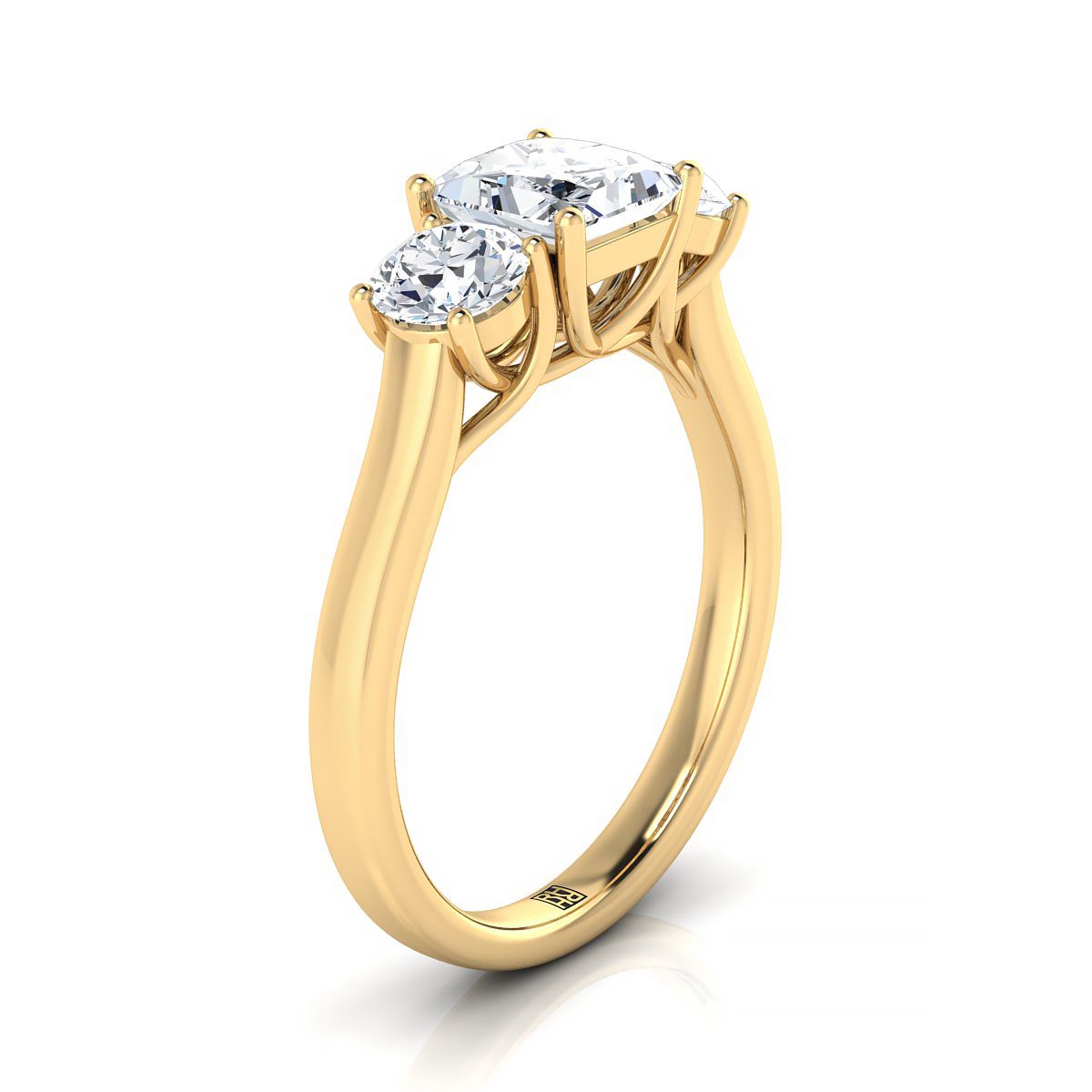 แหวนหมั้นเพชร Princess Cut Classic Three Stone Diamond 14K Yellow Gold -5/8ctw