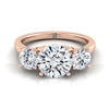 แหวนหมั้นเพชร 14K Rose Gold Round Brilliant Classic Three Stone -5/8ctw