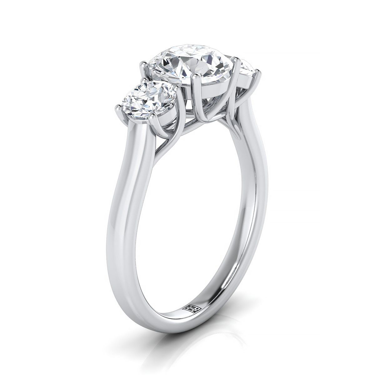 แหวนหมั้นเพชร 18K White Gold Round Brilliant Classic Three Stone Diamond -5/8ctw