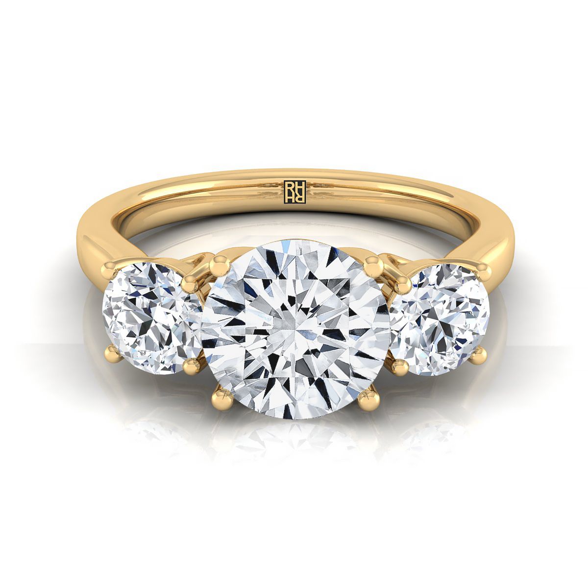 14K Yellow Gold Round Brilliant Classic Three Stone Diamond Engagement Ring -5/8ctw