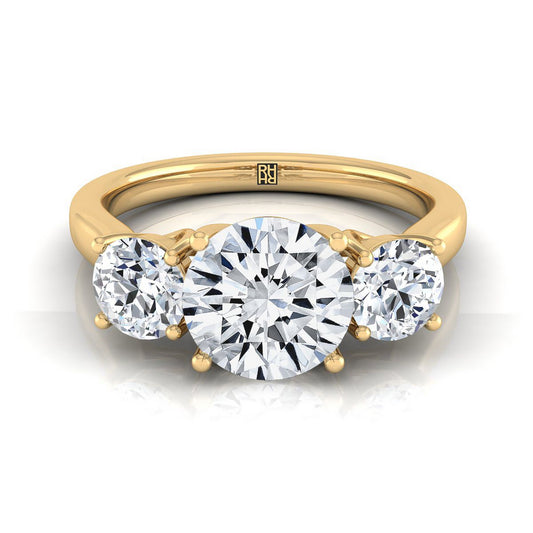 14K Yellow Gold Round Brilliant Classic Three Stone Diamond Engagement Ring -5/8ctw