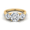 แหวนหมั้นเพชร 14K Yellow Gold Round Brilliant Classic Three Stone -5/8ctw