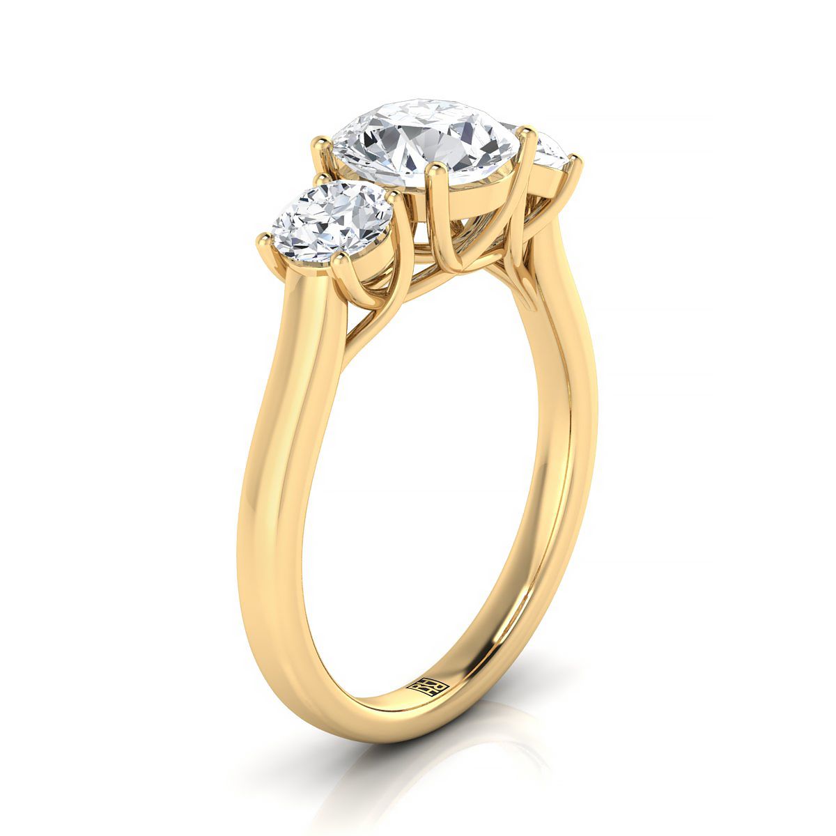 14K Yellow Gold Round Brilliant Classic Three Stone Diamond Engagement Ring -5/8ctw