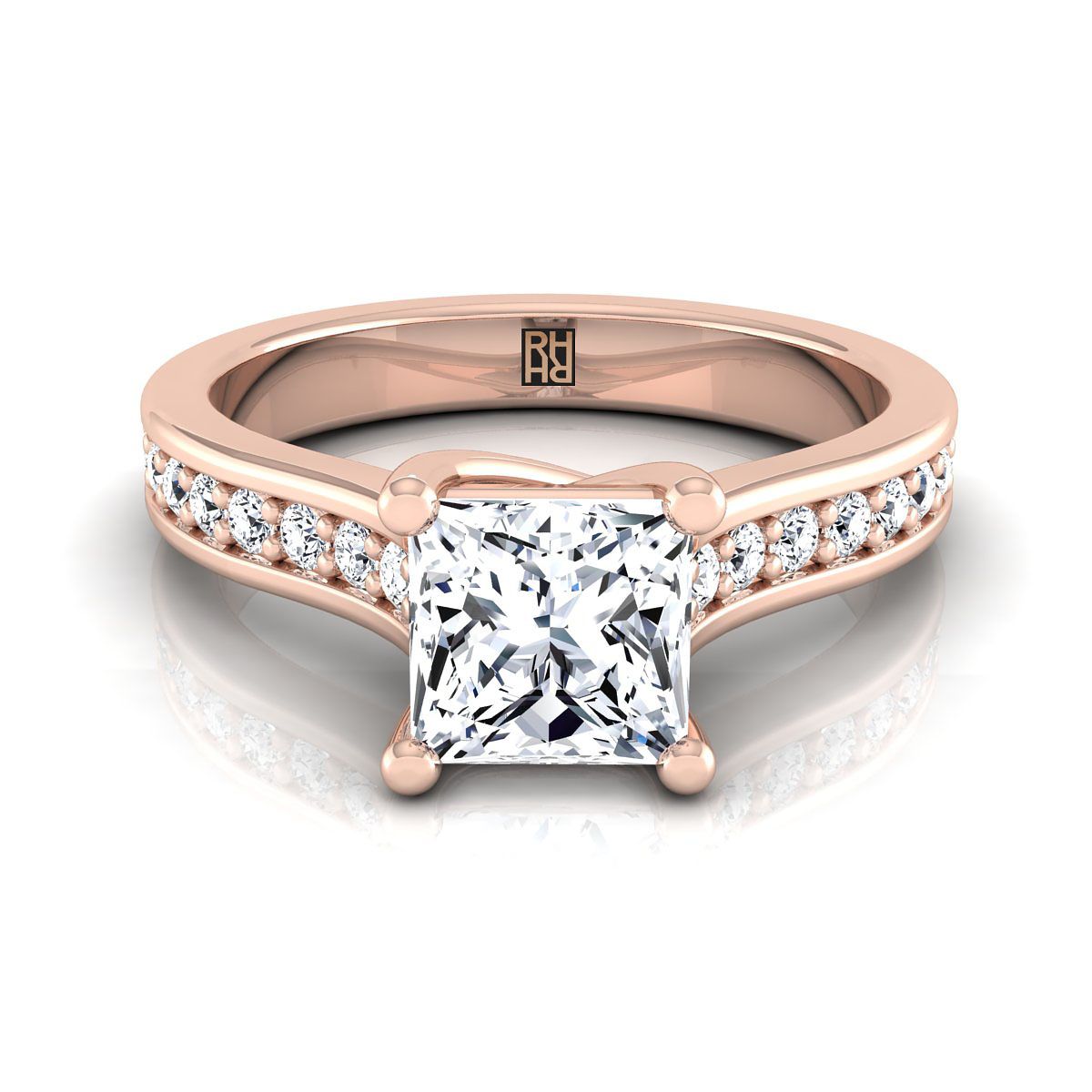 แหวนหมั้นเพชร Princess Cut 14K Rose Gold -1/3ctw