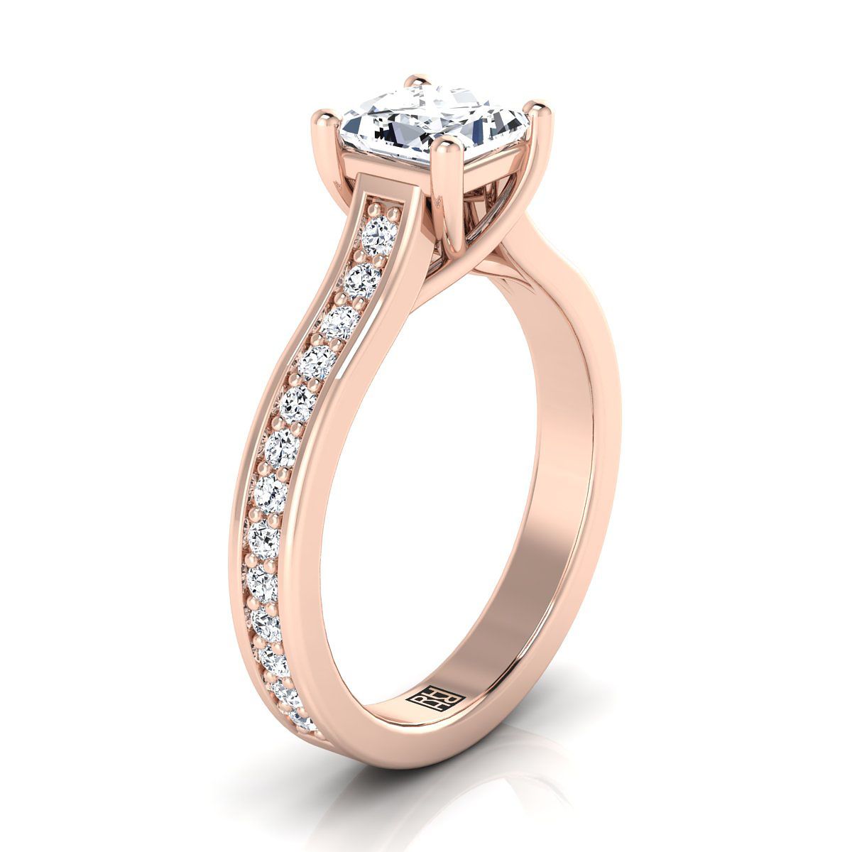 แหวนหมั้นเพชร Princess Cut 14K Rose Gold -1/3ctw