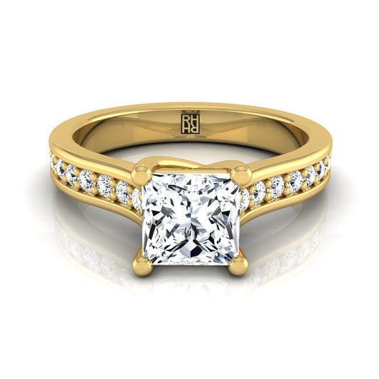 แหวนหมั้นเพชร Princess Cut 18K Yellow Gold ขนาด 1/3 กะรัต