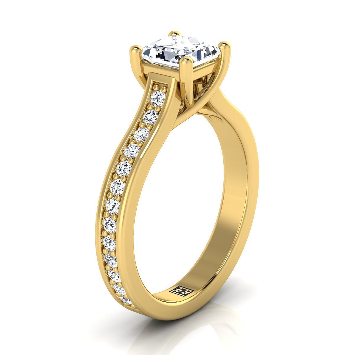 แหวนหมั้นเพชร Princess Cut 18K Yellow Gold ขนาด 1/3 กะรัต