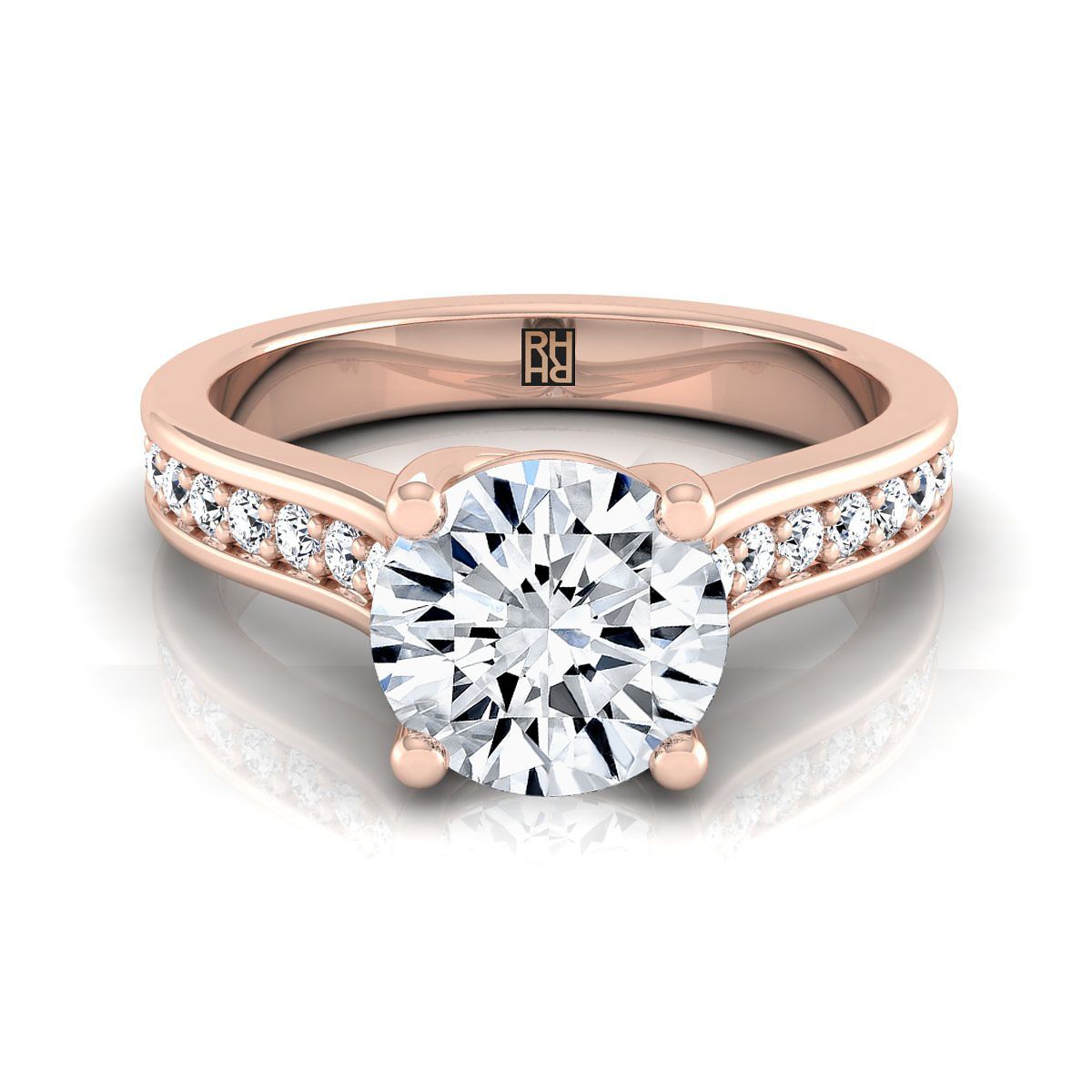 แหวนหมั้นเพชร 14K Rose Gold Round Brilliant Channel -1/3ctw