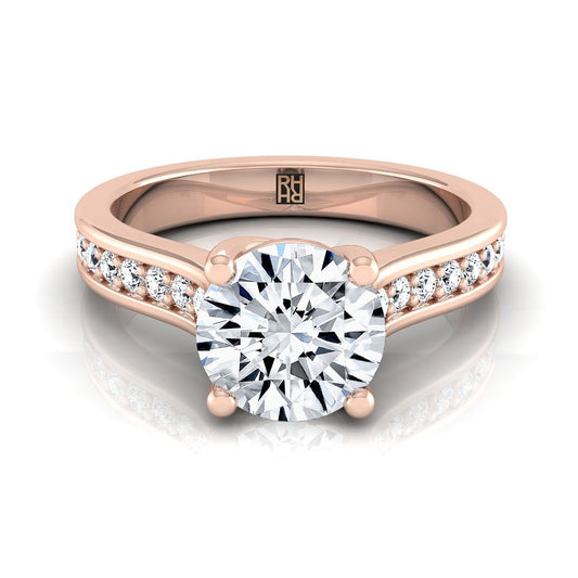 แหวนหมั้นเพชร 14K Rose Gold Round Brilliant Channel -1/3ctw