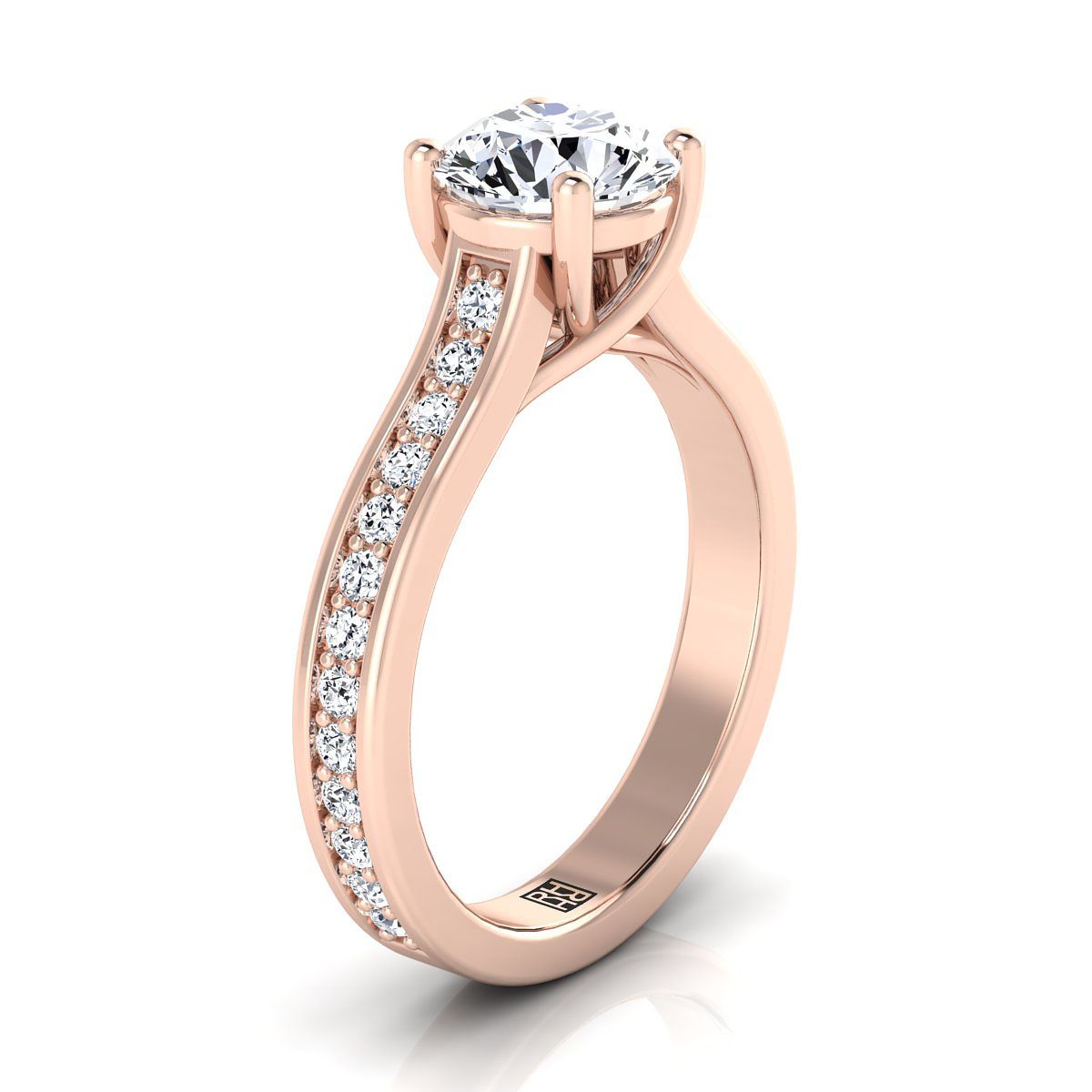 แหวนหมั้นเพชร 14K Rose Gold Round Brilliant Channel -1/3ctw