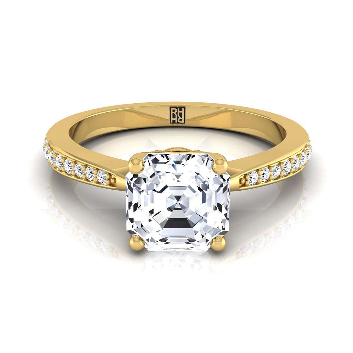 แหวนหมั้นเพชร 14K Yellow Gold Asscher Cut -1/8ctw