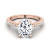 14K Rose Gold Oval Diamond Tapered Pave Engagement Ring -1/8ctw