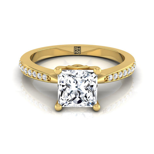 แหวนหมั้นเพชร 14K Yellow Gold Princess Cut 1/8ctw