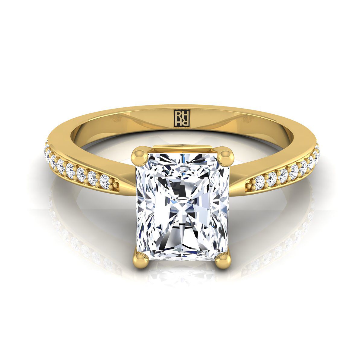 แหวนหมั้นเพชร 14K Yellow Gold Radiant Cut Center -1/8ctw