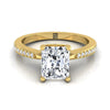 แหวนหมั้นเพชร 18K Yellow Gold Radiant Cut Center -1/8ctw