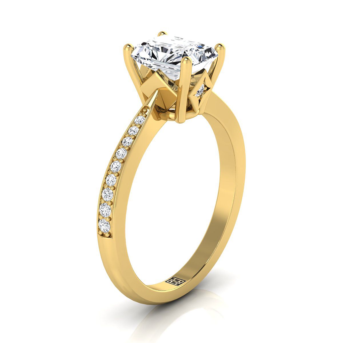 แหวนหมั้นเพชร 14K Yellow Gold Radiant Cut Center -1/8ctw