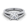 แหวนหมั้นเพชร 14K White Gold Princess Cut Diamond Split Shank French Pave -1/3ctw