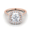 แหวนหมั้นเพชร 14K Rose Gold Cushion Simple French Pave Halo -1/2ctw