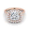 14K Rose Gold Round Brilliant Diamond Simple French Pave Halo Engagement Ring -1/2ctw