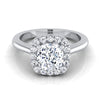 แหวนหมั้นเพชร 14K White Gold Cushion Classic Halo French Pave -1/4ctw