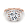 14K Rose Gold Round Brilliant Diamond Shared Prong Halo Engagement Ring -3/8ctw