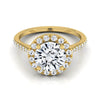 แหวนหมั้นเพชรสีเหลืองทอง 14K เพชร Halo Diamond Pave -3/8ctw