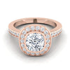 14K Rose Gold Cushion Diamond Matching Halo and Channel Band Engagement Ring -3/8ctw