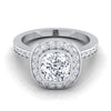 18K White Gold Cushion Diamond Matching Halo and Channel Band Engagement Ring -3/8ctw