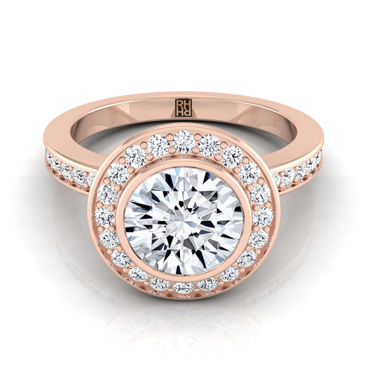 แหวนหมั้นเพชร 14K Rose Gold ล้อมรัศมีและวงแหวน -3/8ctw