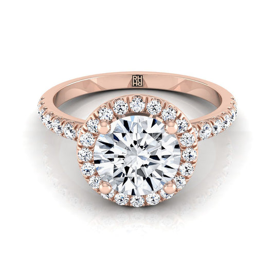 แหวนหมั้นเพชร 14K Rose Gold Round Brilliant Classic Halo -1/3ctw