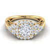 แหวนหมั้นเพชร 18K Yellow Gold Cushion Open Twisted Triple Diamond -5/8ctw