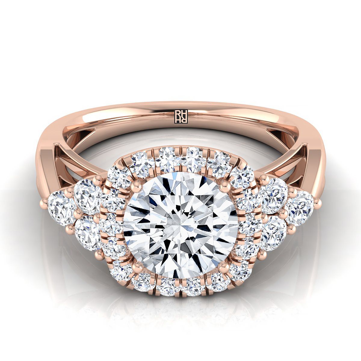 แหวนหมั้นเพชร Triple Brilliant Open Twisted Triple Diamond 14K Rose Gold -5/8ctw