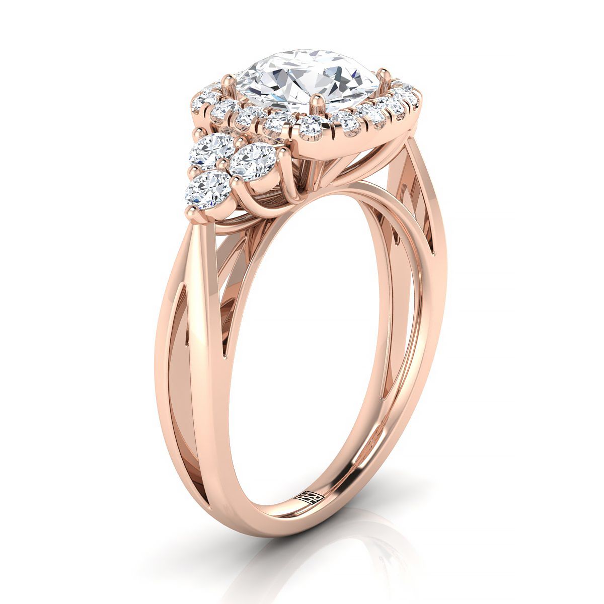 แหวนหมั้นเพชร Triple Brilliant Open Twisted Triple Diamond 14K Rose Gold -5/8ctw